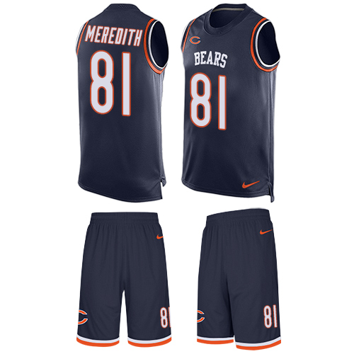 Men's Limited Cameron Meredith Nike Jersey Navy Blue - #81 Tank Top Suit NFL Chicago Bears